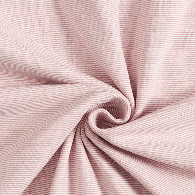 Tejido para puños con rayas estrechas – rosa antiguo/blanco lana,  image number 1