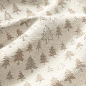 Tela decorativa Jacquard Abetos brillantes – beige/plateado, 