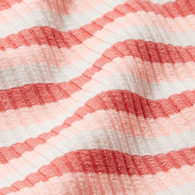 Punto canelado rayas horizontales – rosa oscuro/langosta,  image number 2