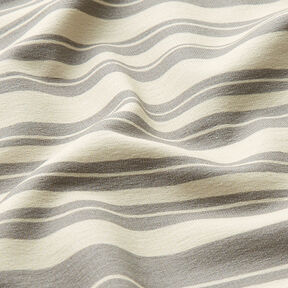 Felpa francesa rayas irregulares – blanco lana/gris claro | Retazo 50cm, 