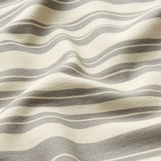 Felpa francesa rayas irregulares – blanco lana/gris claro, 