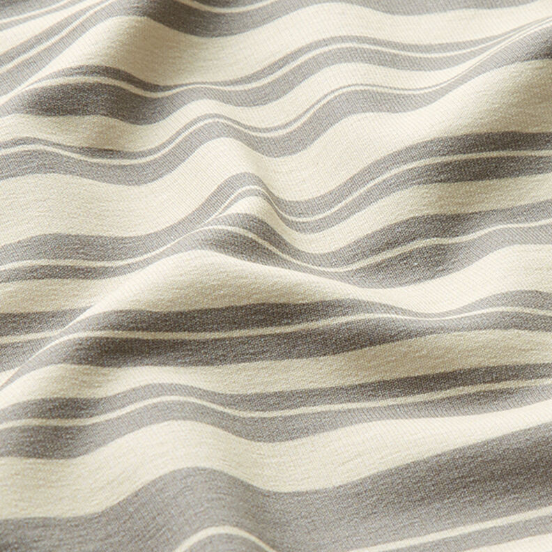 Felpa francesa rayas irregulares – blanco lana/gris claro,  image number 2