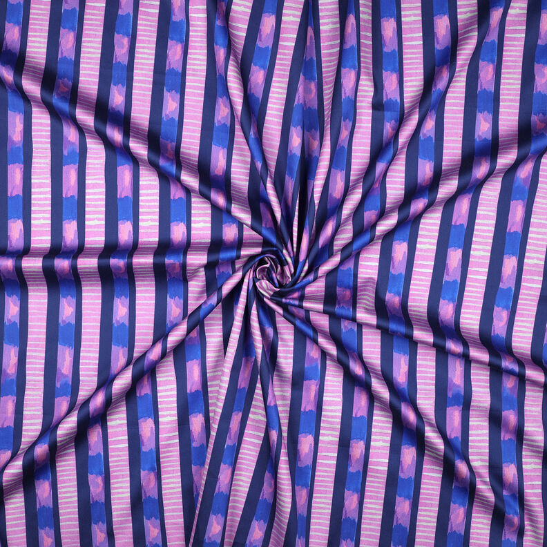 Satén de algodón a rayas | Nerida Hansen – azul marino/pink,  image number 3