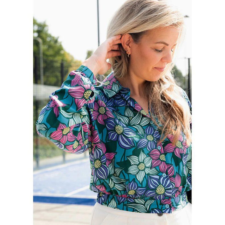 LENZING&trade; EcoVero&trade; Tela de viscosa Flores | Poppy Fabrics &ndash; merlot/albaricoque,  image number 5