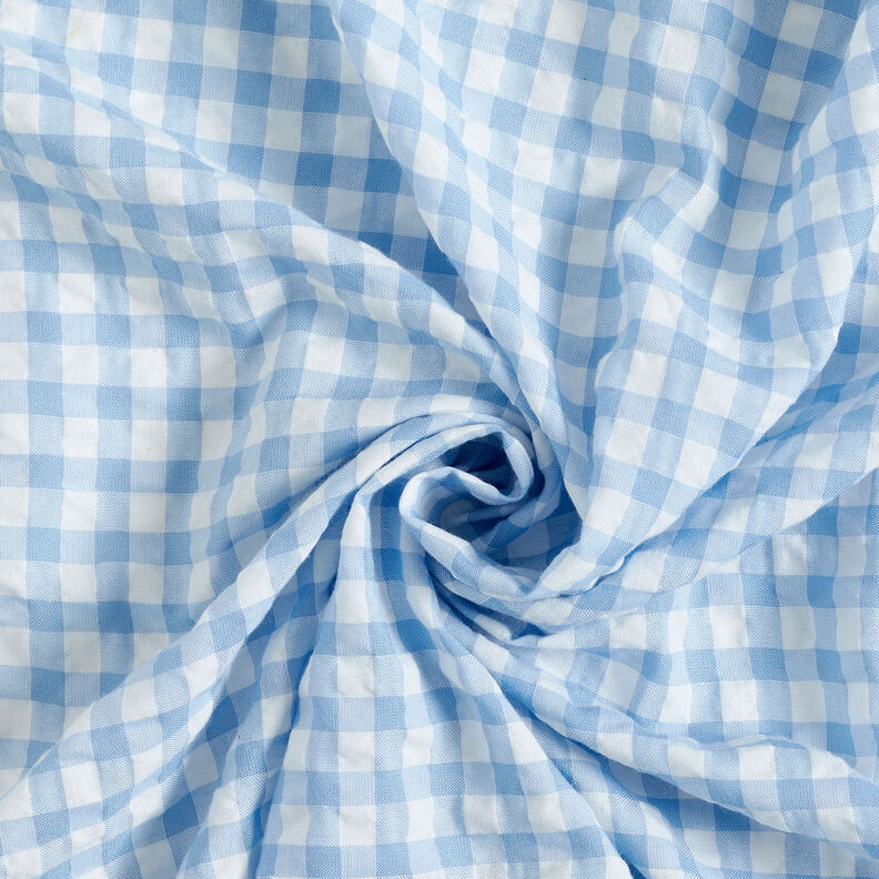 Seersucker con cuadros vichy grandes – blanco/azul claro,  image number 3