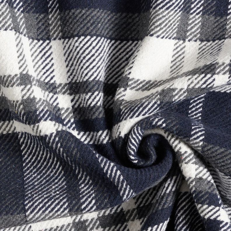 Tejido de abrigo con reverso de piel a cuadros – azul noche/gris pizarra,  image number 3