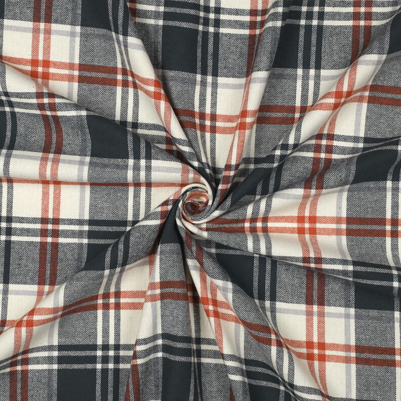 Franela de algod&oacute;n Cuadros con patr&oacute;n de espiga &ndash; azul negro/crema,  image number 3