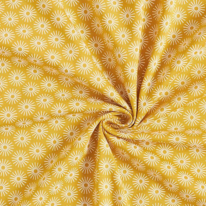 Tela de jersey de algodón brillan las flores – amarillo curry,  image number 3