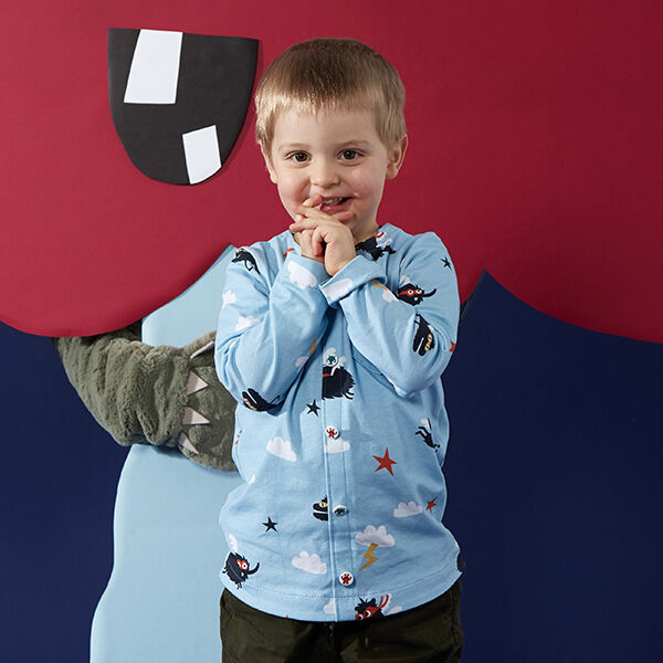 Tela de jersey de algodón Monstruos superhéroes | PETIT CITRON – azul baby,  image number 7