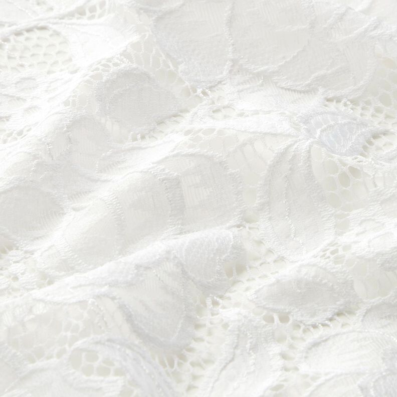 Encaje elástico Flores y hojas – blanco lana,  image number 3