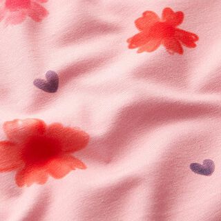 GOTS Tela de jersey de algodón Flores de acuarela | Tula – rosa | Retazo 50cm, 