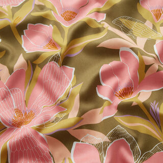Satén de algodón con magnolias | Nerida Hansen – oliva, 