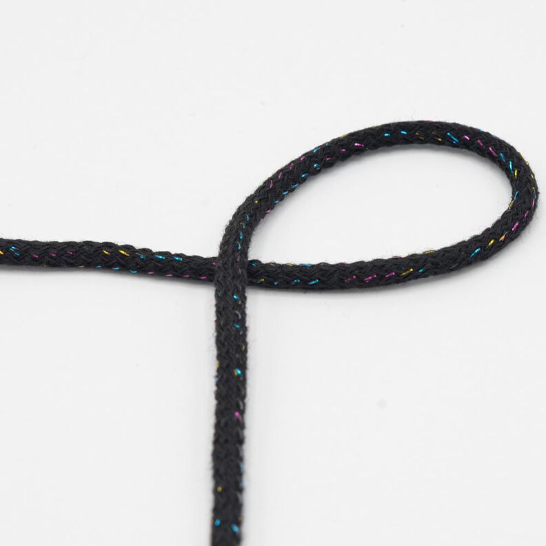 Cordel de algodón Lúrex [Ø 5 mm] – negro,  image number 1