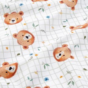 Popelina de algodón Peluche con estampado de cuadros Impresión digital – blanco/caña, 