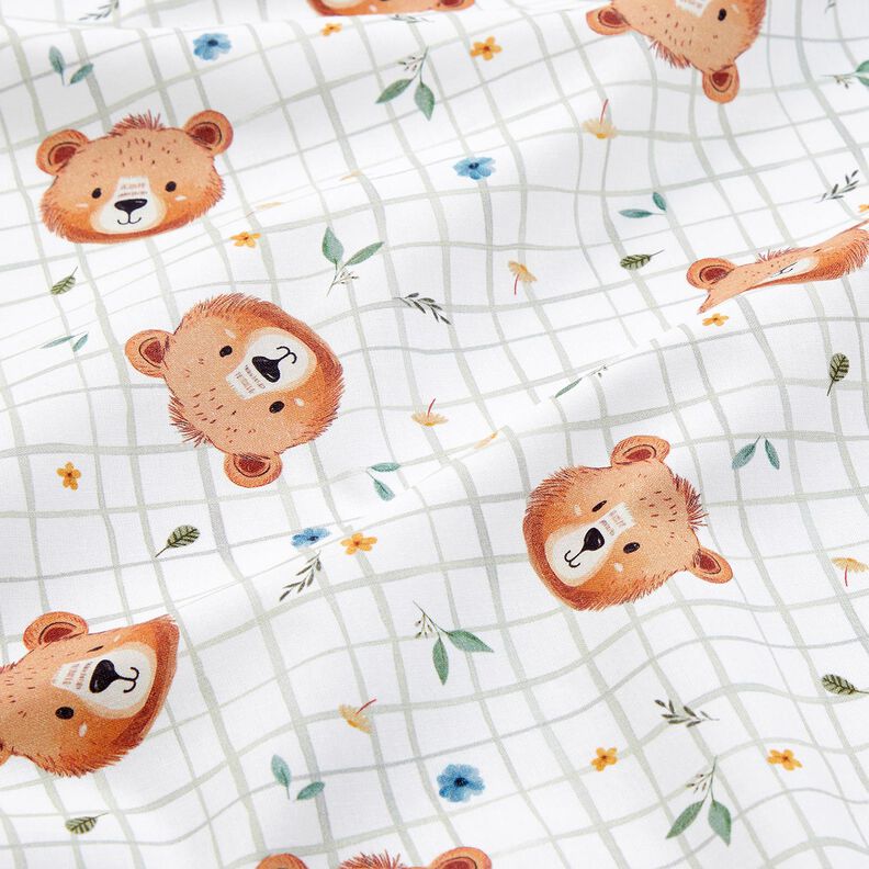 Popelina de algodón Peluche con estampado de cuadros Impresión digital – blanco/caña,  image number 2