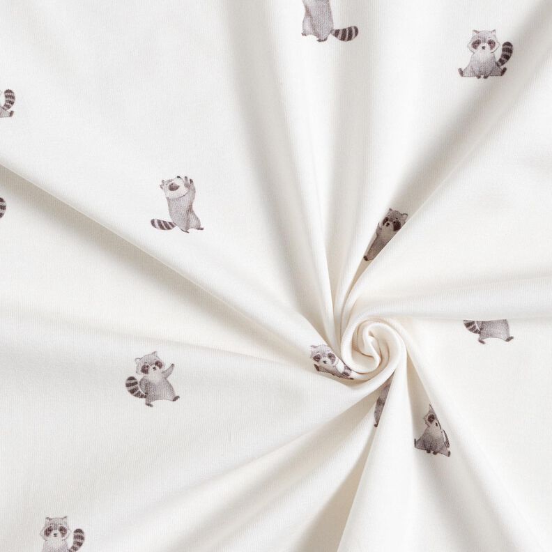 GOTS Tela de jersey de algodón Mapaches bonitos Impresión digital – marfil,  image number 3
