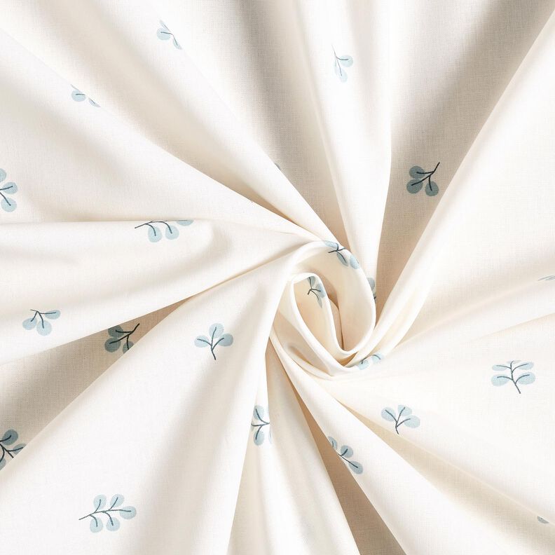 Popelina de algod&oacute;n Ramas y hojas de tilo &ndash; blanco/Eucalipto,  image number 3