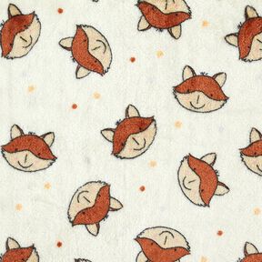 Polar suave Tela de doble cara Zorros amistosos – blanco lana/marrón, 