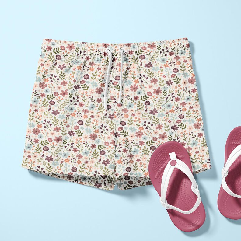 Tela de jersey de algodón Prado con flores – marfil,  image number 6