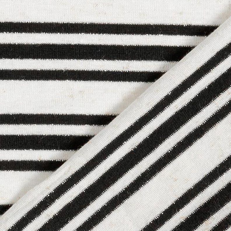 Tela de jersey de viscosa Rayas brillantes irregulares – blanco lana/negro,  image number 4