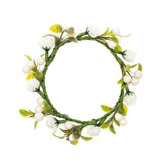 Decoración Guirnalda Floral con bayas [Ø 9 cm/ 14 cm] – blanco/verde, 