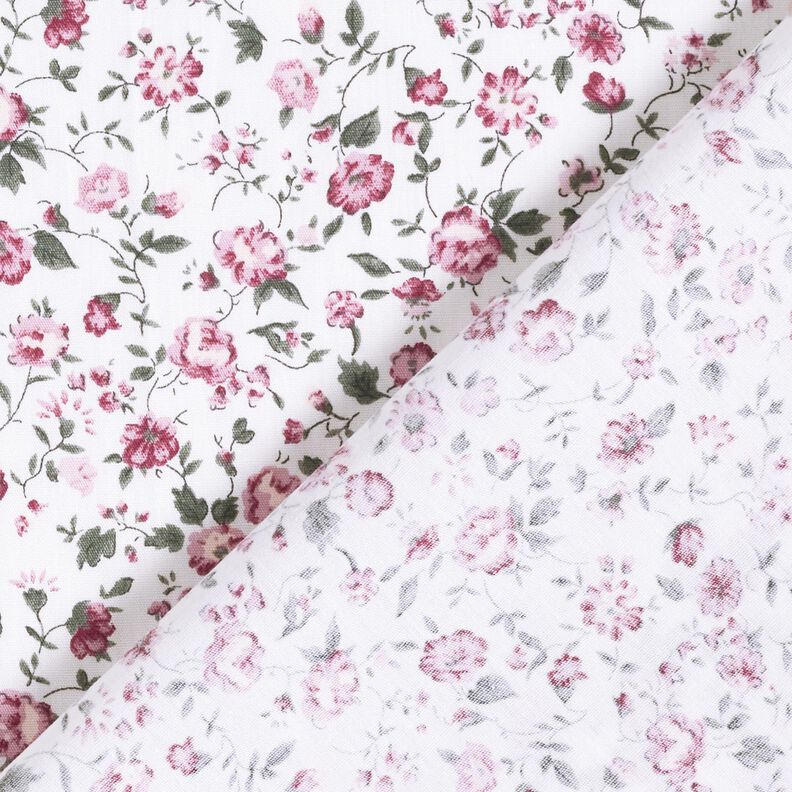 Popelín de algodón rosas delicadas – blanco/malva,  image number 4