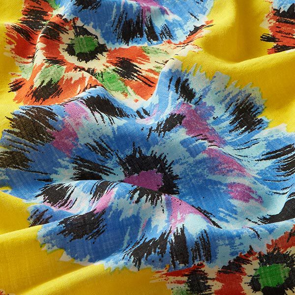 Mezcla de viscosa y algodón Flores patrón de cera – amarillo sol,  image number 2