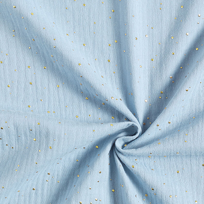 Muselina de algodón con manchas doradas dispersas – azul claro/dorado,  image number 3