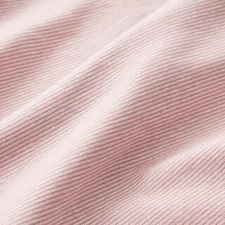Tejido para puños con rayas estrechas – rosa antiguo/blanco lana, 