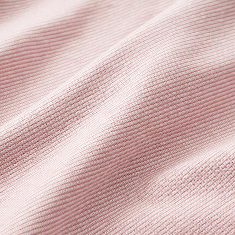 Tejido para puños con rayas estrechas – rosa antiguo/blanco lana,  image number 2