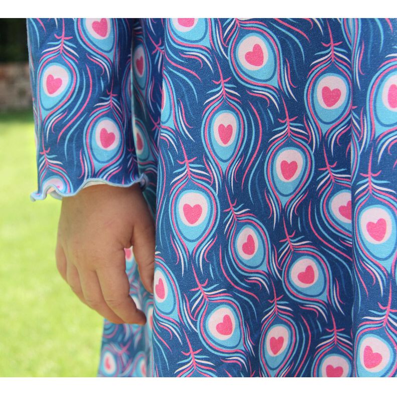 Tela de jersey de algodón Pavo | Stoff&Liebe – azul real/rosa intenso,  image number 7