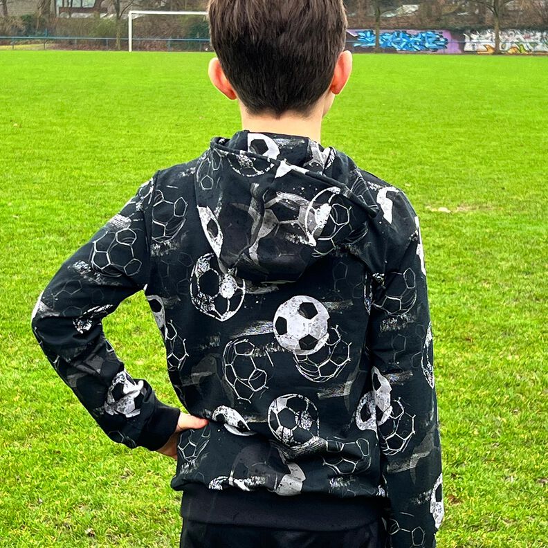 Tela de jersey de algodón Goles de fútbol | Glitzerpüppi – negro/gris,  image number 3