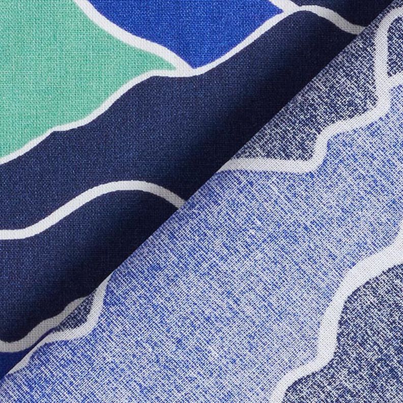 Tela de algodón Cretona Ondas abstractas – azul real/salvia,  image number 4