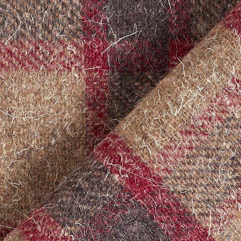 Mezcla de lana virgen a cuadros – beige oscuro/rojo,  image number 6