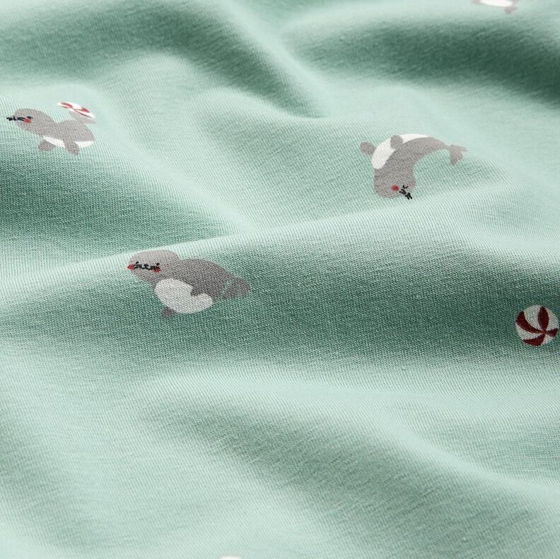 Tela de jersey de algod&oacute;n Acrobacias con focas &ndash; azul claro,  image number 2