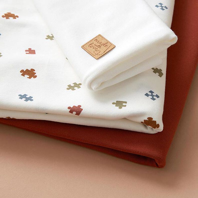 Paquete de telas de Jersey Piezas de puzzle – blanco lana,  image number 2