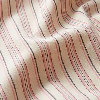 Mezcla algodón-viscosa rayas verticales irregulares – blanco lana/rosa, 