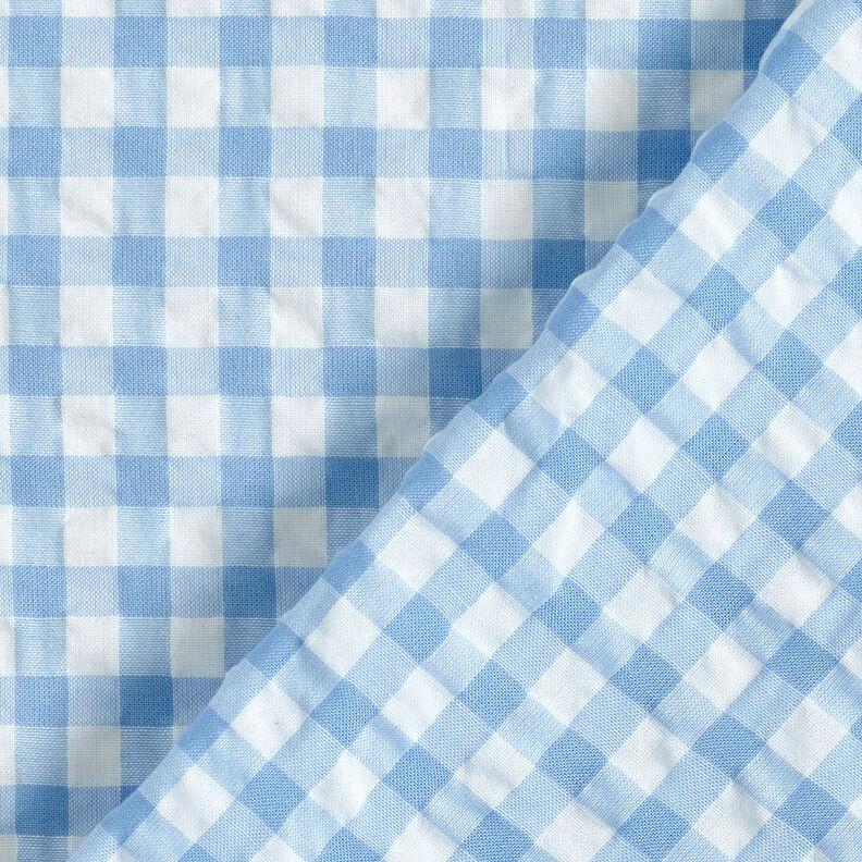 Seersucker con cuadros vichy grandes – blanco/azul claro,  image number 4