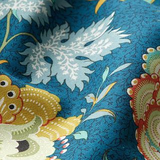 Tela decorativa Lona patrón de flores orientales – petroleo, 