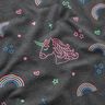 Tela de jersey de algodón Unicornios de neón y arcoíris. – antracito,  thumbnail number 2