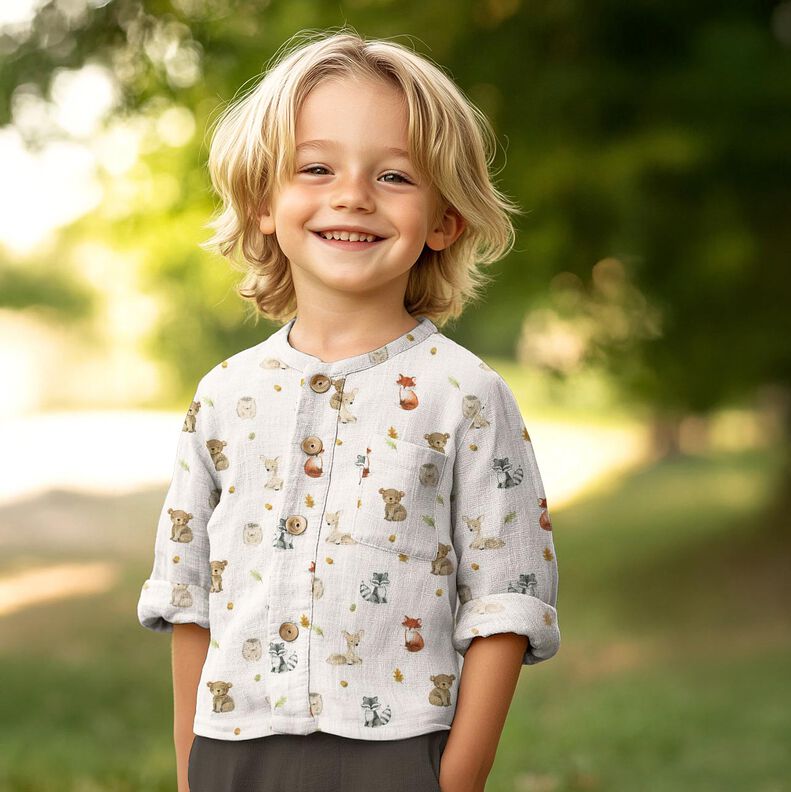 Muselina/doble arruga Animales del bosque Impresión digital | Poppy Fabrics – blanco/terracotta,  image number 5