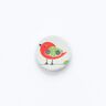 Botón con diseño de pájaro de 2 agujeros [ Ø 15 mm ] – blanco lana/rojo,  thumbnail number 1