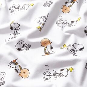 Tela de jersey de algodón Snoopy y Charlie Brown – blanco, 