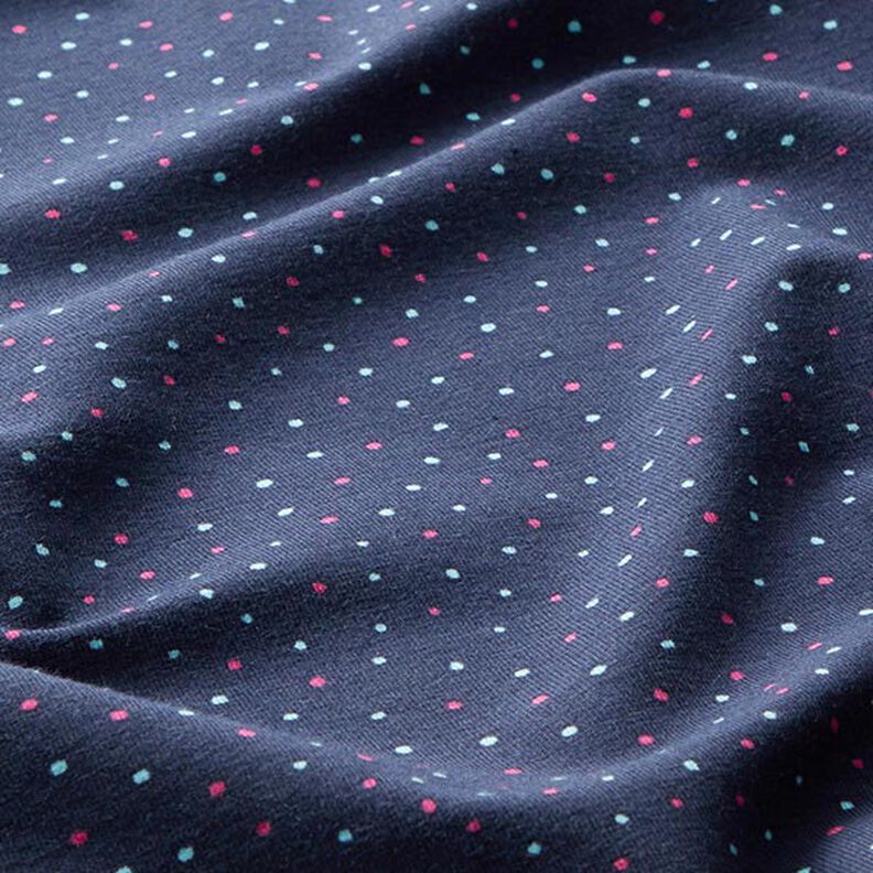 Tela de jersey de algodón Puntos de colores – azul marino,  image number 2