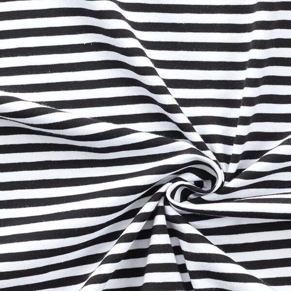 Tela de jersey de algodón Rayas delgadas – negro/blanco,  image number 3