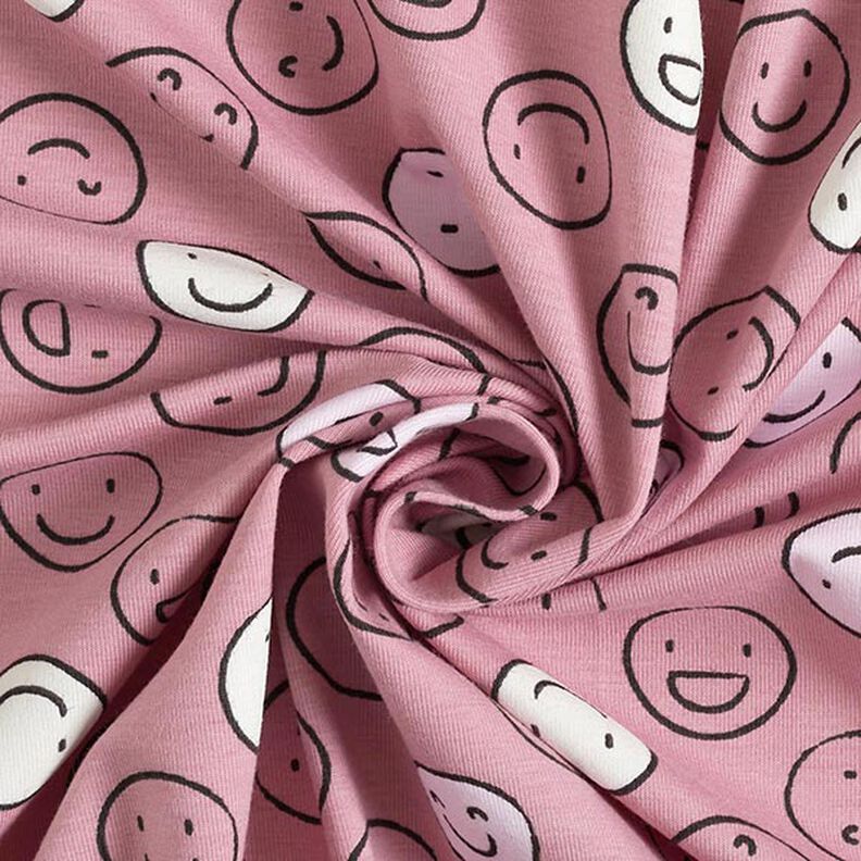 Tela de jersey de algodón Smiley que brilla en la oscuridad – rosa antiguo,  image number 5