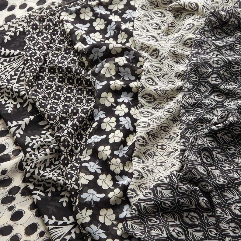 Gasa con patr&oacute;n art d&eacute;co &ndash; negro/blanco,  image number 5