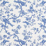 Tela de algodón Cretona Pájaro – azul real/blanco lana,  thumbnail number 1