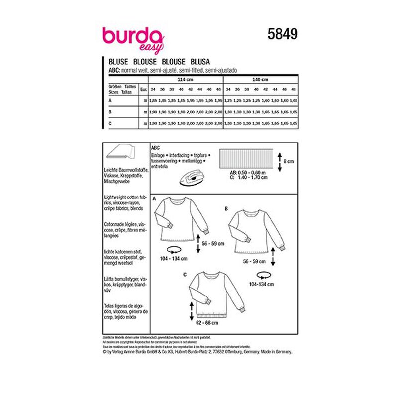 Blusa | Burda 5849 | 34-48,  image number 12