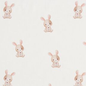 GOTS Tela de jersey de algodón Conejo con flor Impresión digital – marfil, 